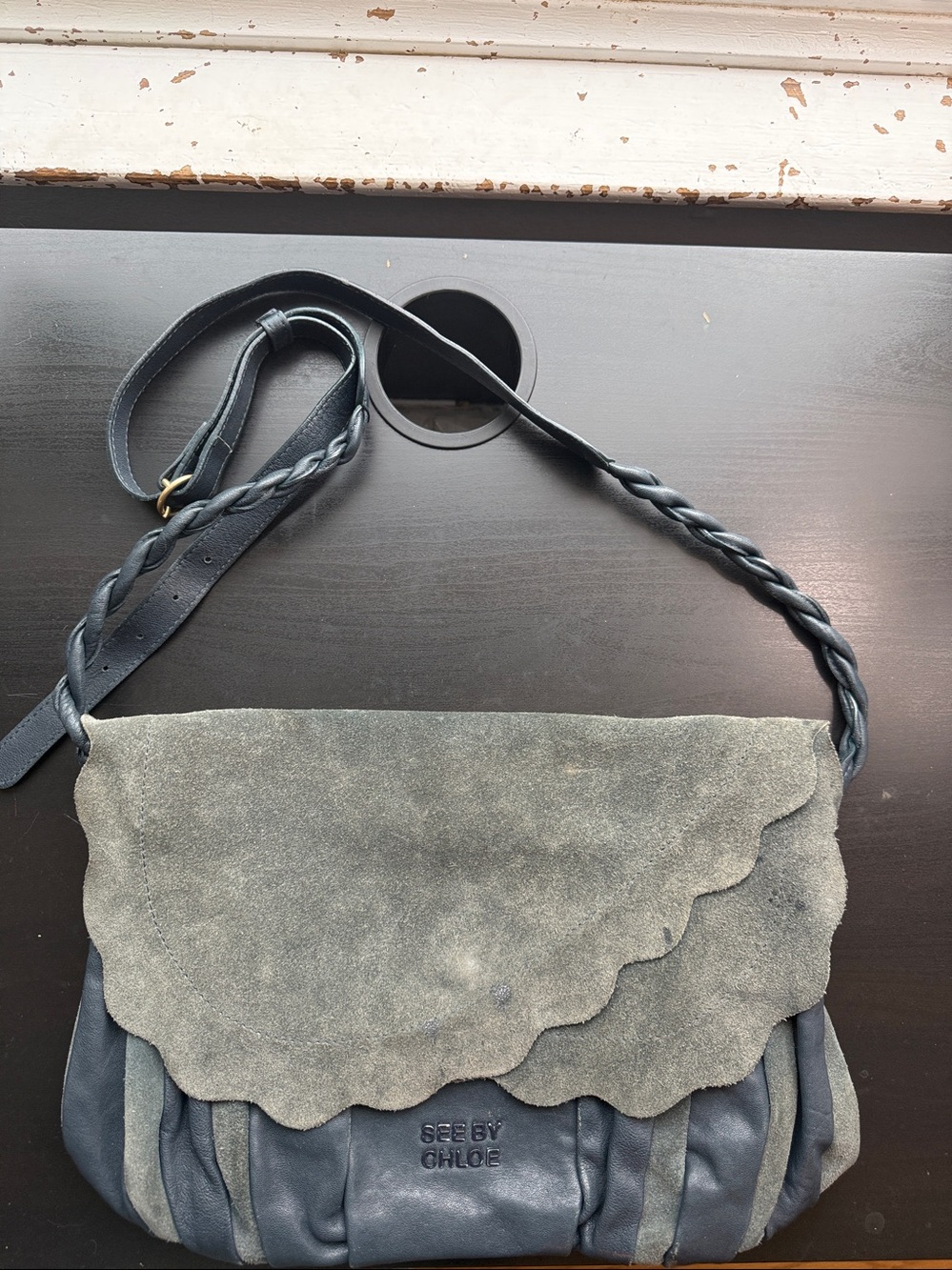 See By Chloe Scalloped Flap Suede Crossbody - Dark Gray - Picture 8 of 17